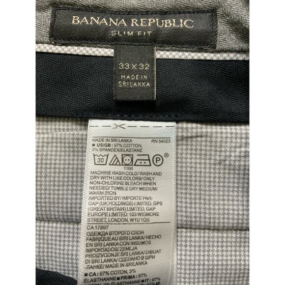 Banana Republic Slim Fit Dress Pants Men's Size 33x32 Flat Front Chino Black - Picture 10 of 10